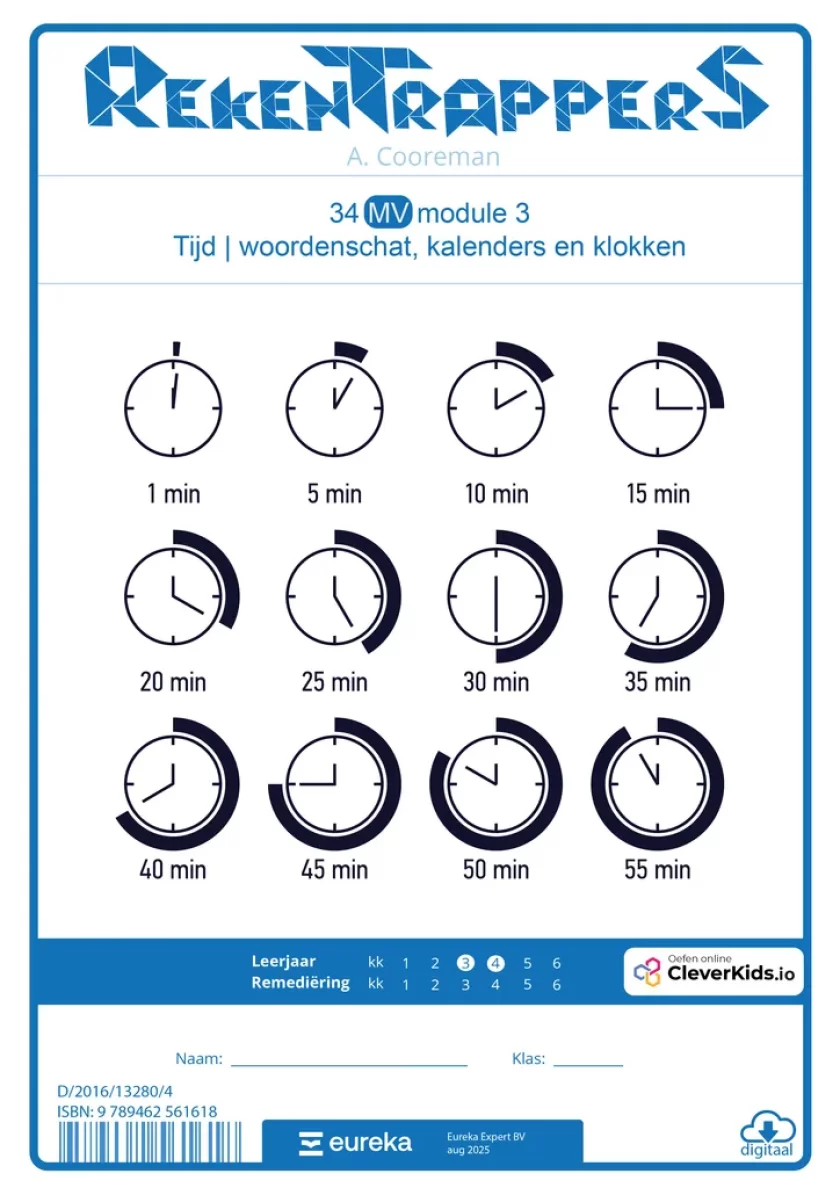 34 MV mod 3 tijd, woordenschat, kalenders, klokken voorkaft digitaal